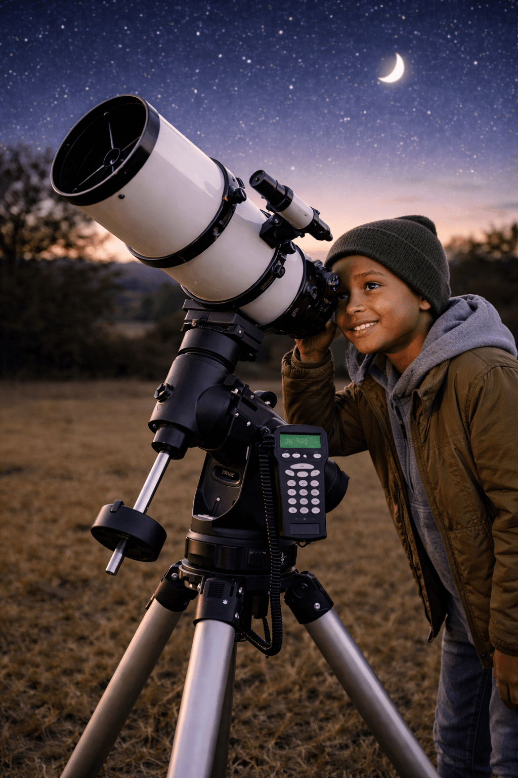 Participants en séance d'observation astronomique de nuit près de Grenoble