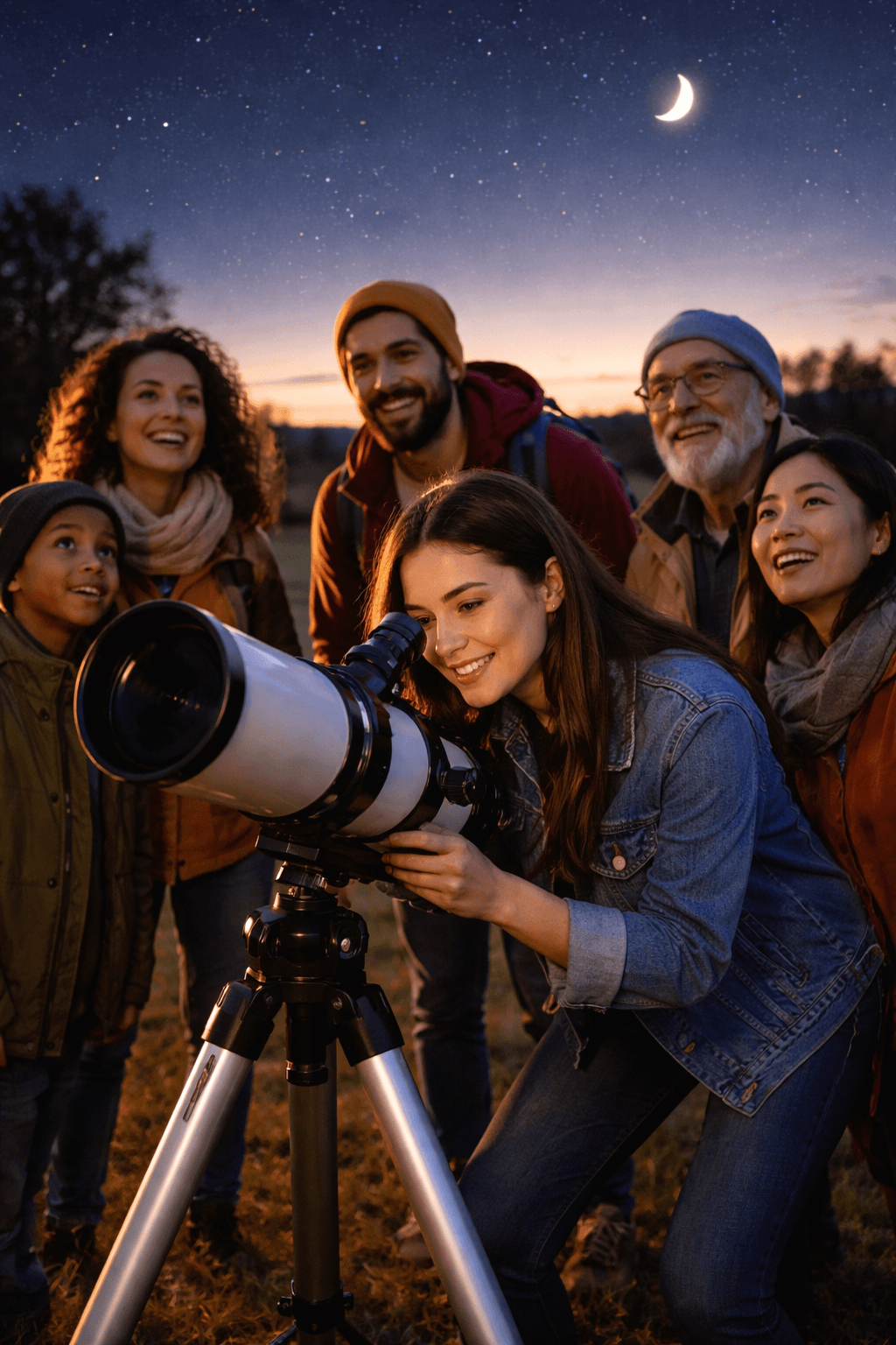 Télescope installé pour une session d'initiation et d'observation